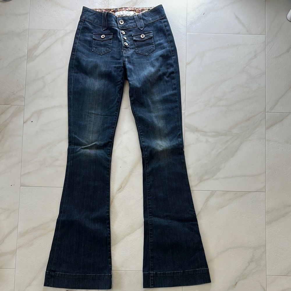 Guess by Marciano Blue Flare Wide Leg Jeans